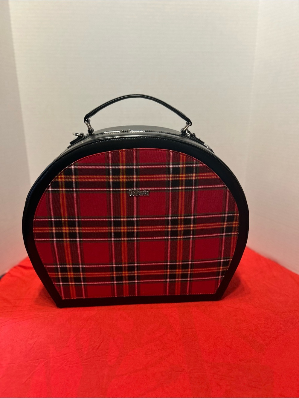 Trendy Plaid Red Dome Top-Handle Women’s Bag - Classic Check
